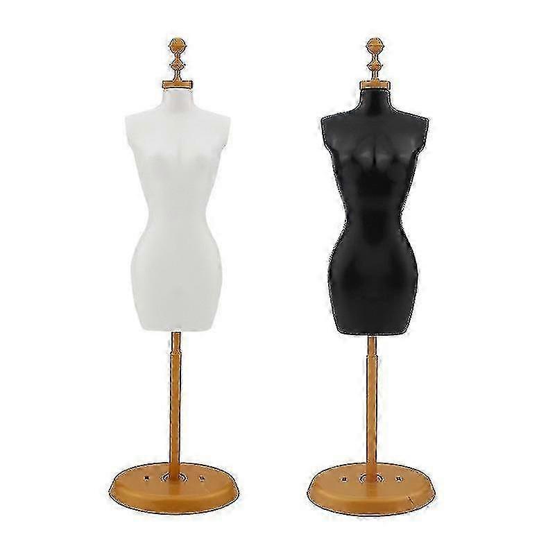 Weibliche Schaufensterpuppe Torso, 2 Stück Kleiderpuppe Körper mit Basis Ständer zum Nähen von Schneiderinnen Kleiderschmuck Display, Schwarz & Weiß, (gemischter Stil) - JA