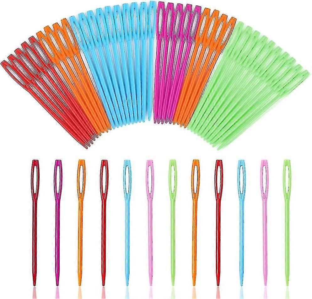 50 pcs μεγάλες πλαστικές βελόνες ματιών, βελόνες εκμάθησης 2.7inch/7cm, πλαστικές βελόνες δεμάτων ασφάλειας για τα παιδιά και ράβοντας χειροποίητες τέχνες (τυχαίο χρώμα)