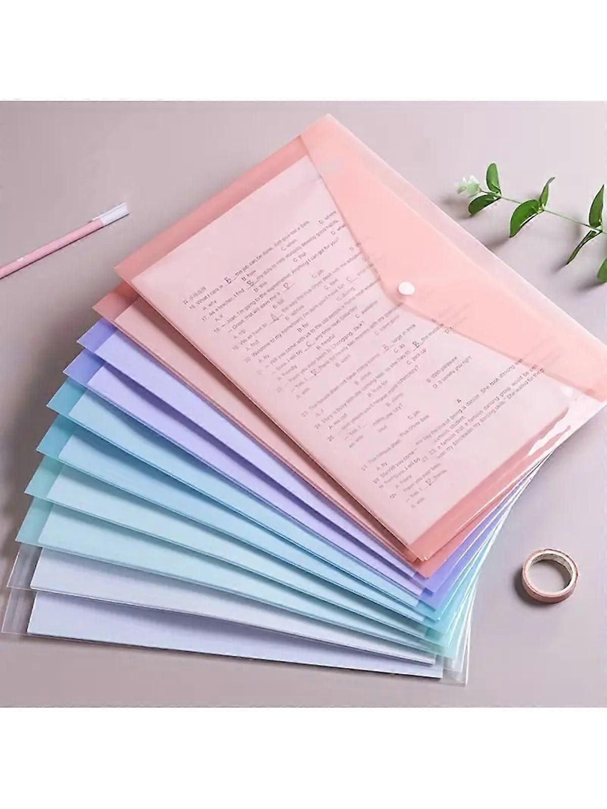 5/10pcs A4 Plastic File Folders, Thick Transparent Snap File Folder, Student Document Storage Bag, A4 File Folder, PP Transparent Plastic Snap Plastic