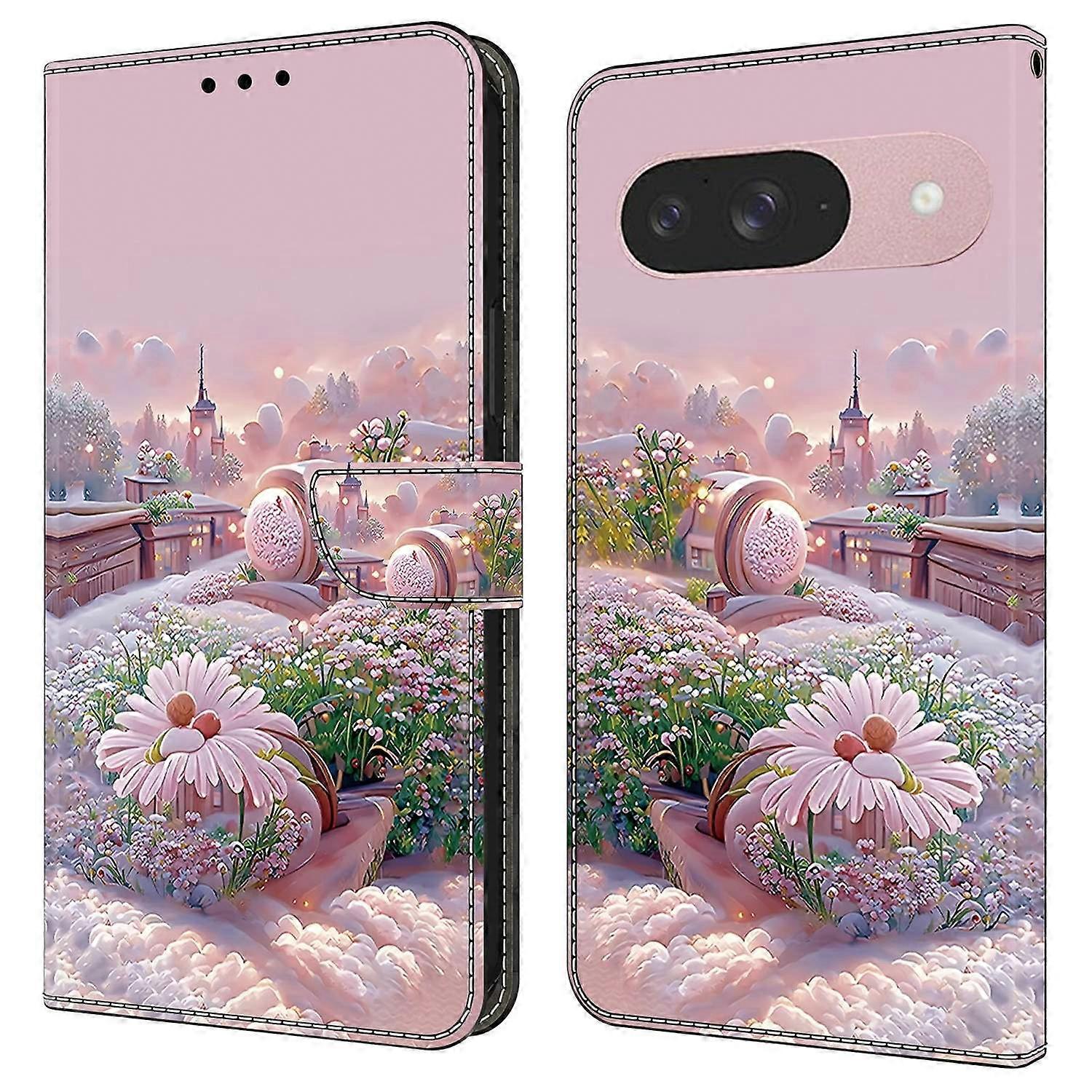 For Google Pixel 9 Pro/Pixel 9 Case Pattern Printing Anti-Drop Leather Flip Wallet Phone Cover