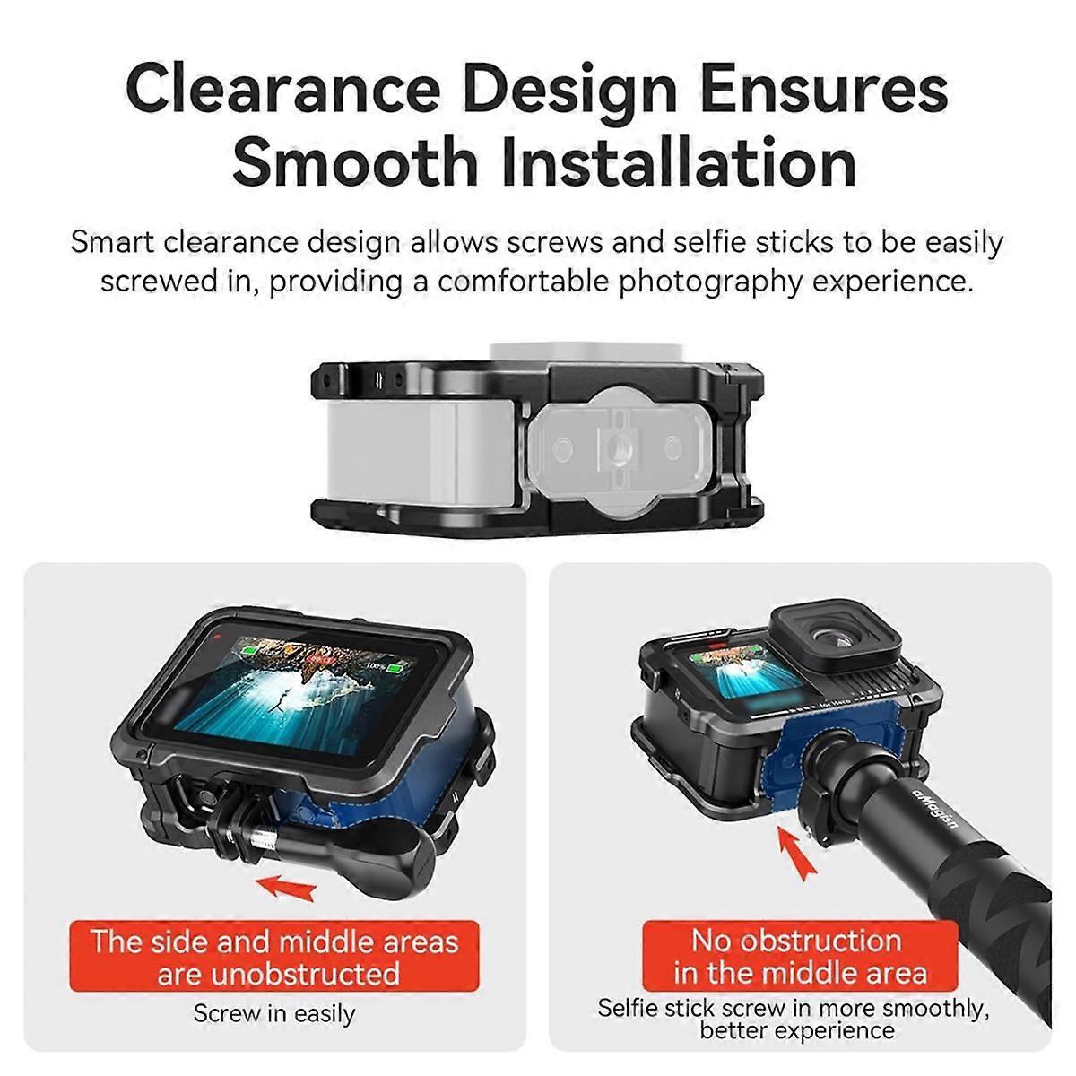 Camera Metal Cage Cold Shoe Protective Case with Silicone Lens Cover for Hero 13/12/11/10/9