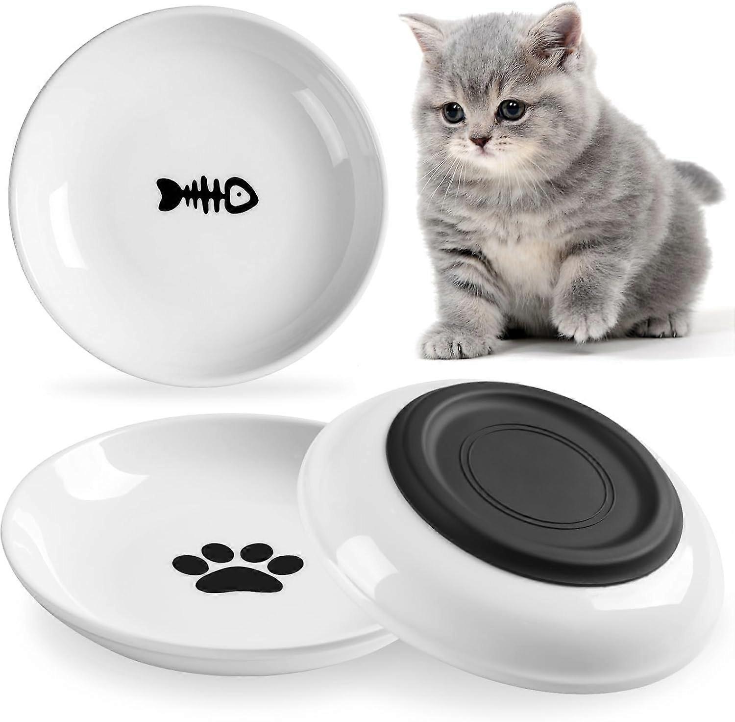 Ceramic Cat Food Bowl Set with Healthy Design, Anti Whisker Fatigue and Non-Slip Base for Cats
