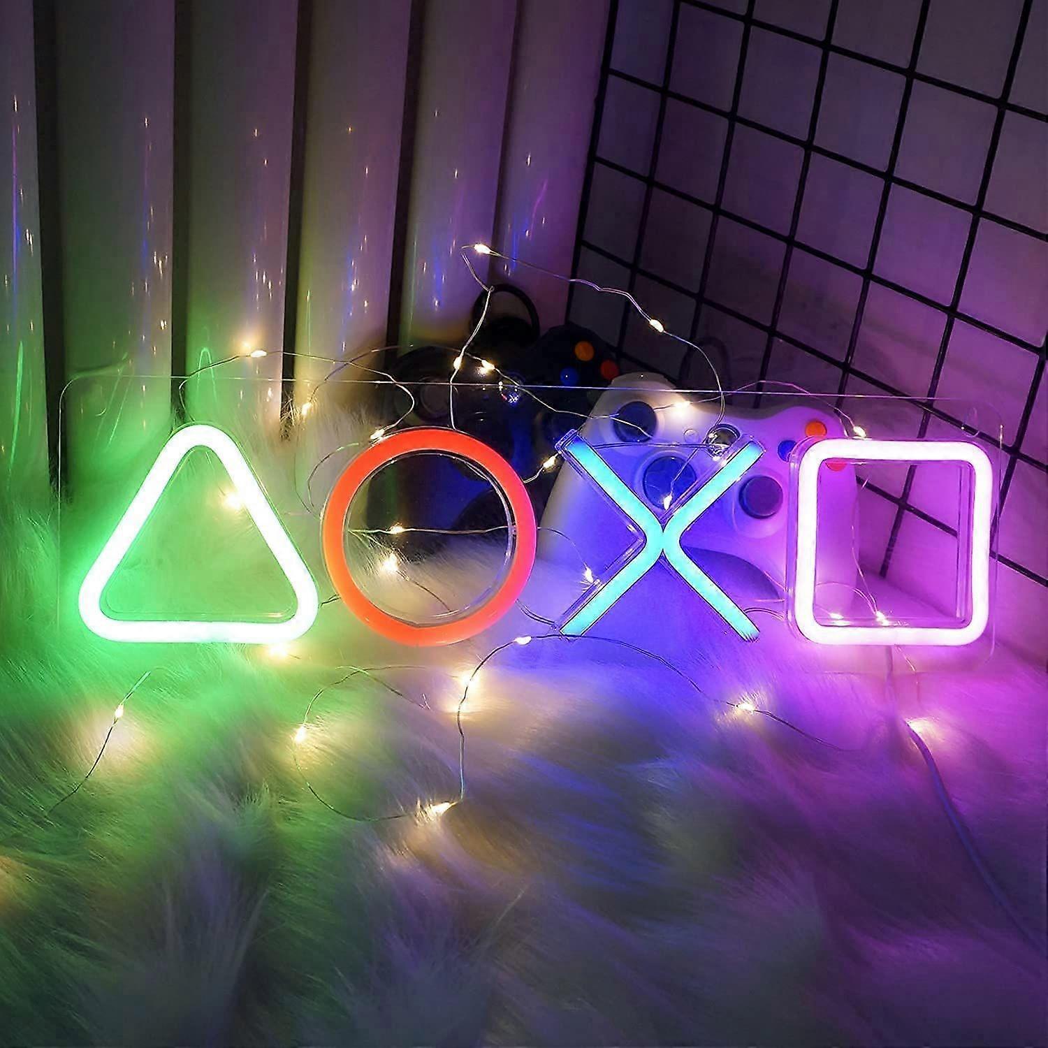Gaming Neon Lights, USB Powered Led Neon Sign, Playstation Controller Game Icon Sign for Game Room Wall Dcor