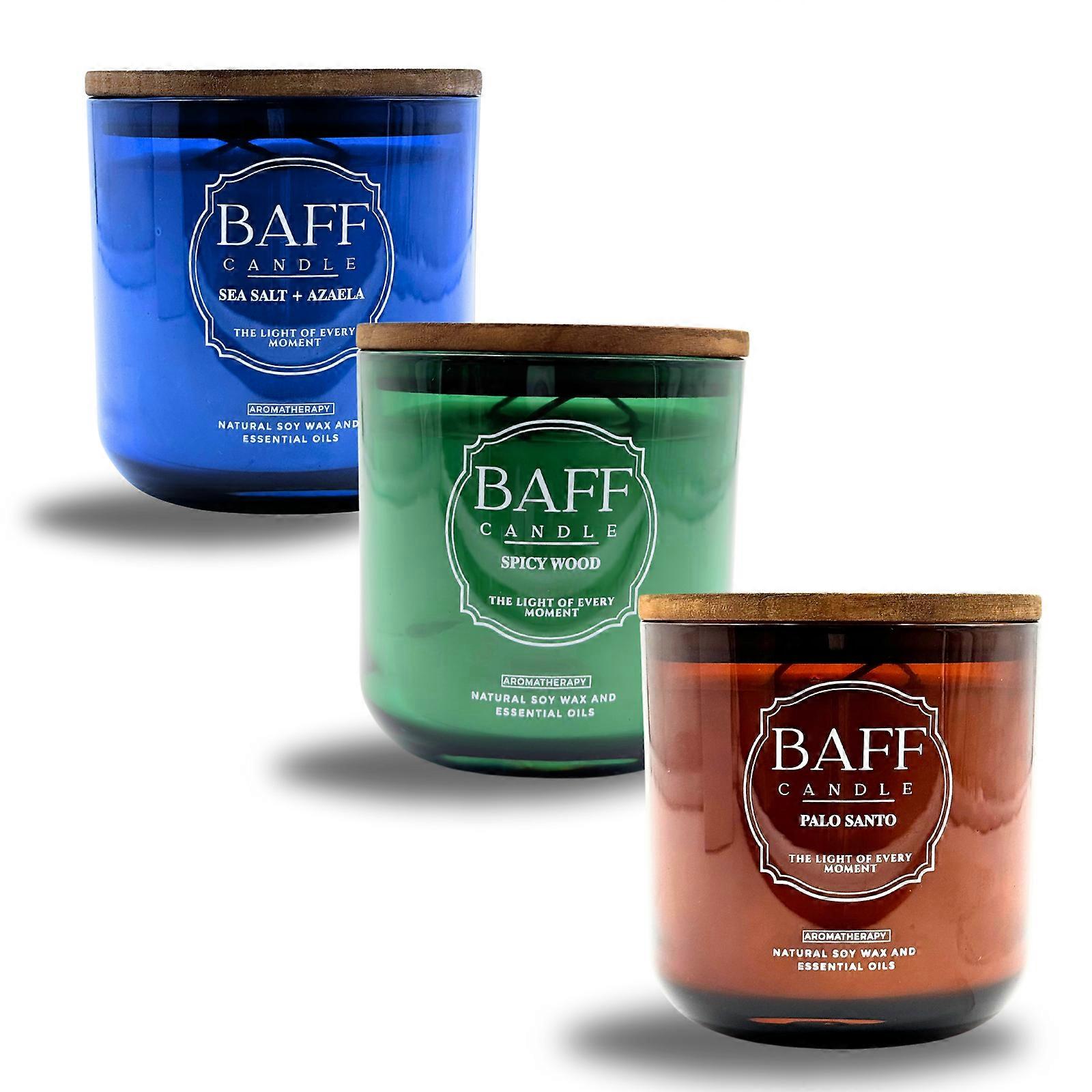 Baff Candle Collection I Sea Salt Azalea  I Spicy Wood Soy  I  Palo Santo  I