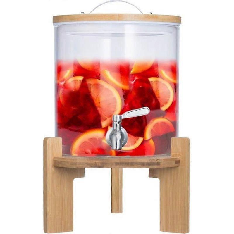 litre designer drinks dispenser with tap and bamboo stand