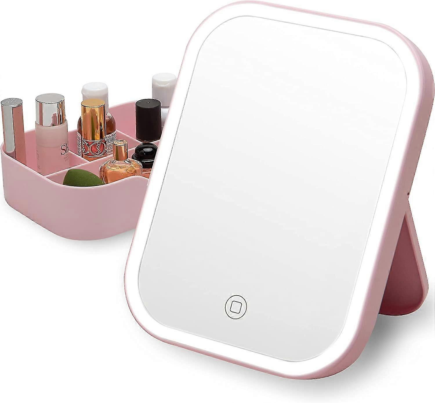 Lighted Table Makeup Mirror With Led Lights, Portable Vanity Desk Mirror,rechargeable Cosmetic Mirror