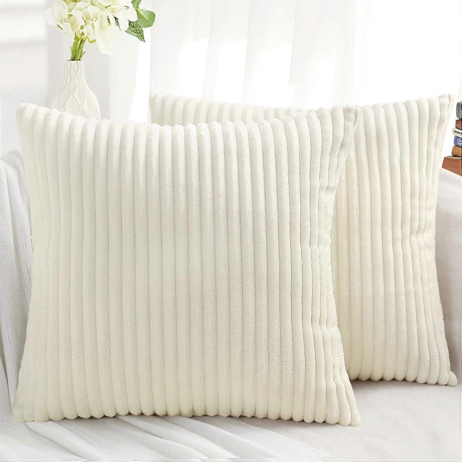 Flannel Pillowcases 18x18 Decorative Double-Sided Soft Plush Fluffy for Living Room Couch 2-Pack