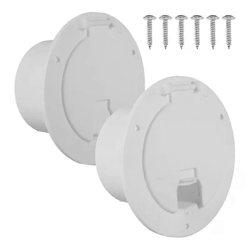 2-Pack RV Hatch Covers Round Electric Cable Hatch For RV Trailer RV Power Cord Hatch Cover With Screws-Boom