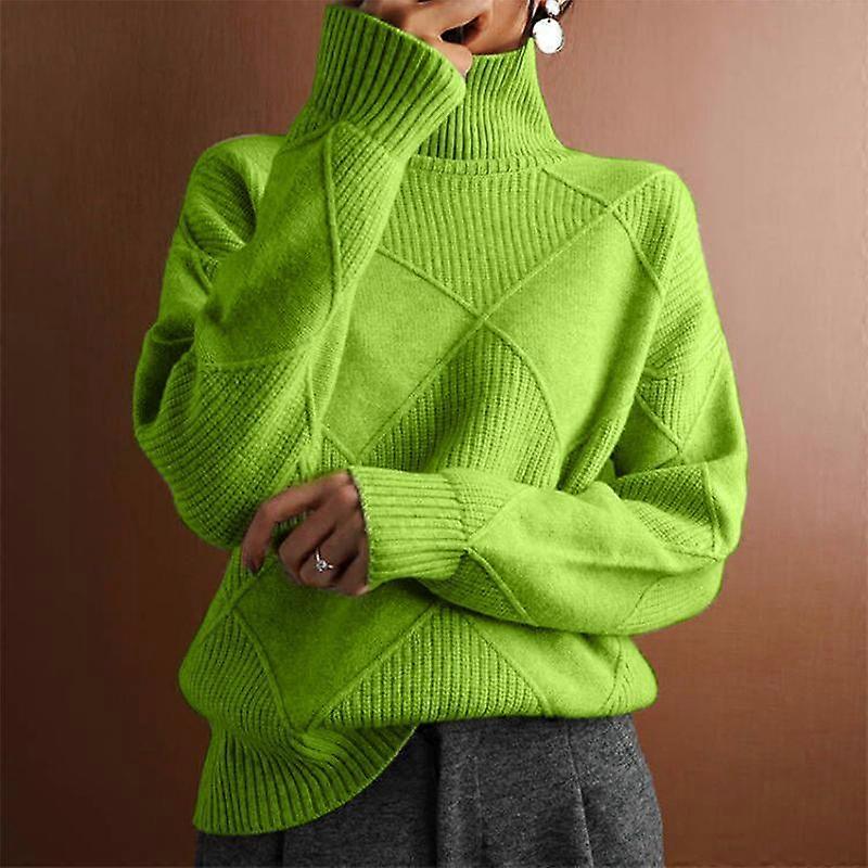 Casual Loose Turtleneck Warm Sweater Women's Solid Color Knitted Pullover Top