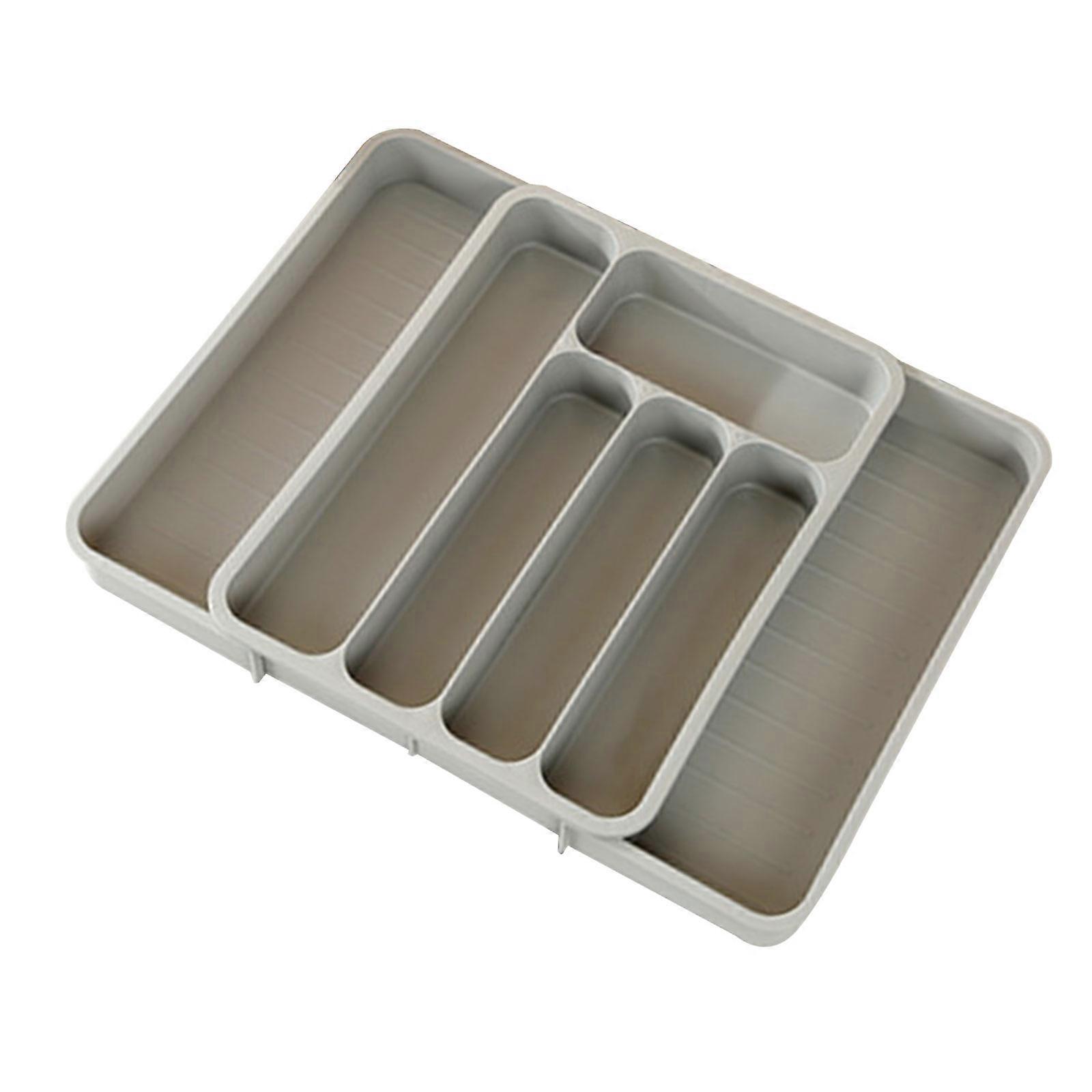Argenterie Organisateurs de tiroirs Porte-ustensiles extensibles Plateau à couverts Vaisselle réglable Séparateurs Couteau de rangement Fourchette gris
