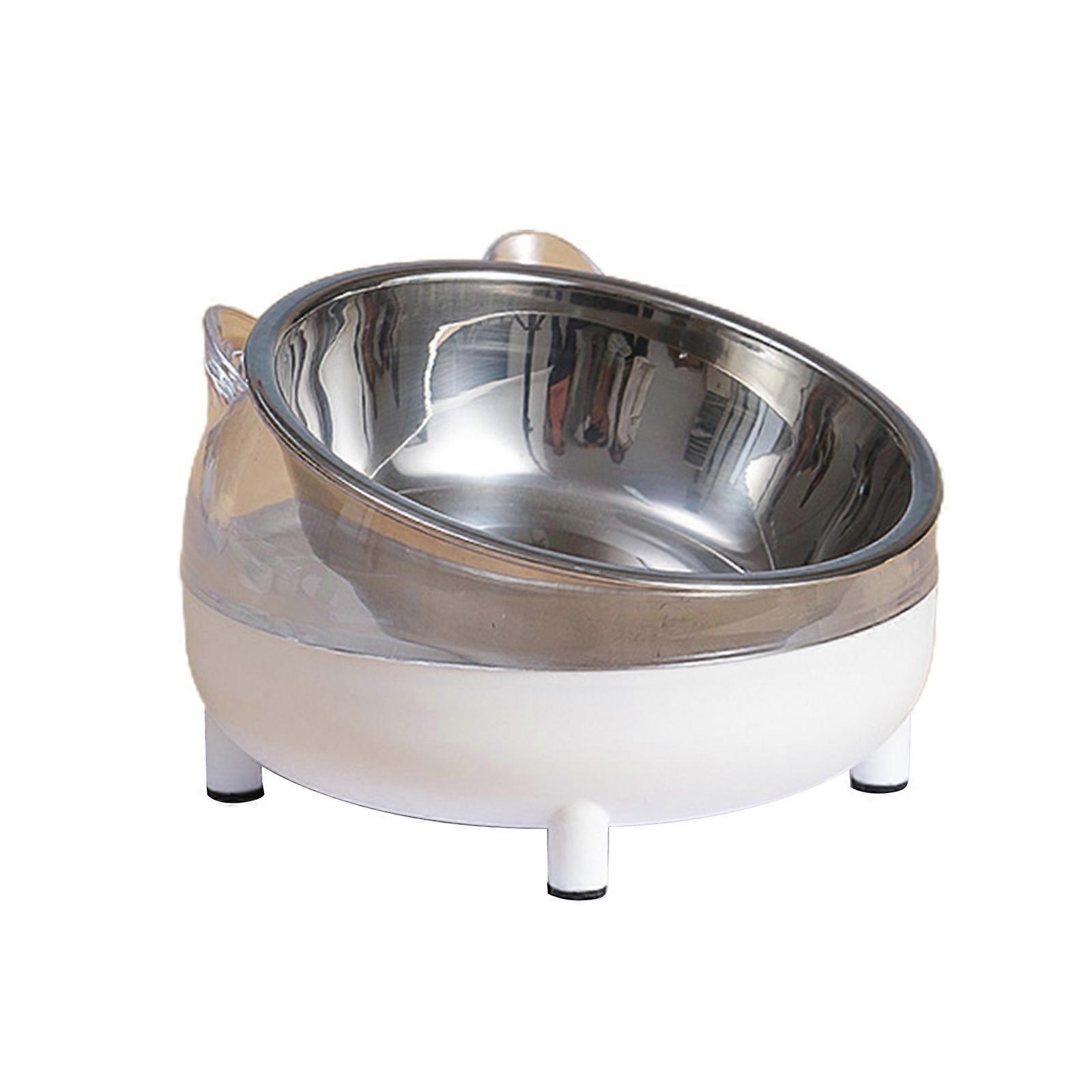Bol pour chien surélevé pour la nourriture pour chat Bols en acier inoxydable avec support surélevé Bol d’alimentation en plastique pour animaux de compagnie Plat incliné mignon blanc