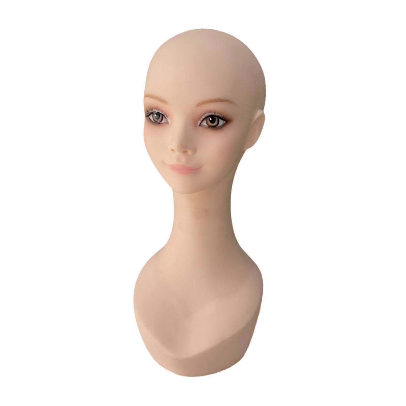 Bald Mannequin Head with Makeup Manikin Wig Display Stand for Cap Home Salon