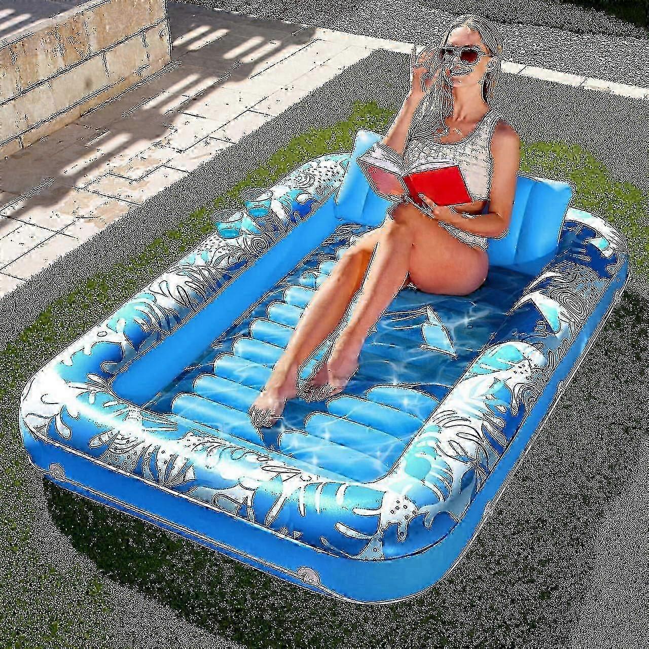 2024 Inflatable Tanning Pool Lounger Float For Adults, 70" X 46" Large Suntan Tub Pool F Gift Shlm