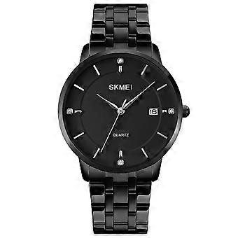 Skmei 1801 Heren Casual Kalender Quartz Horloge Zwart Stalen Riem