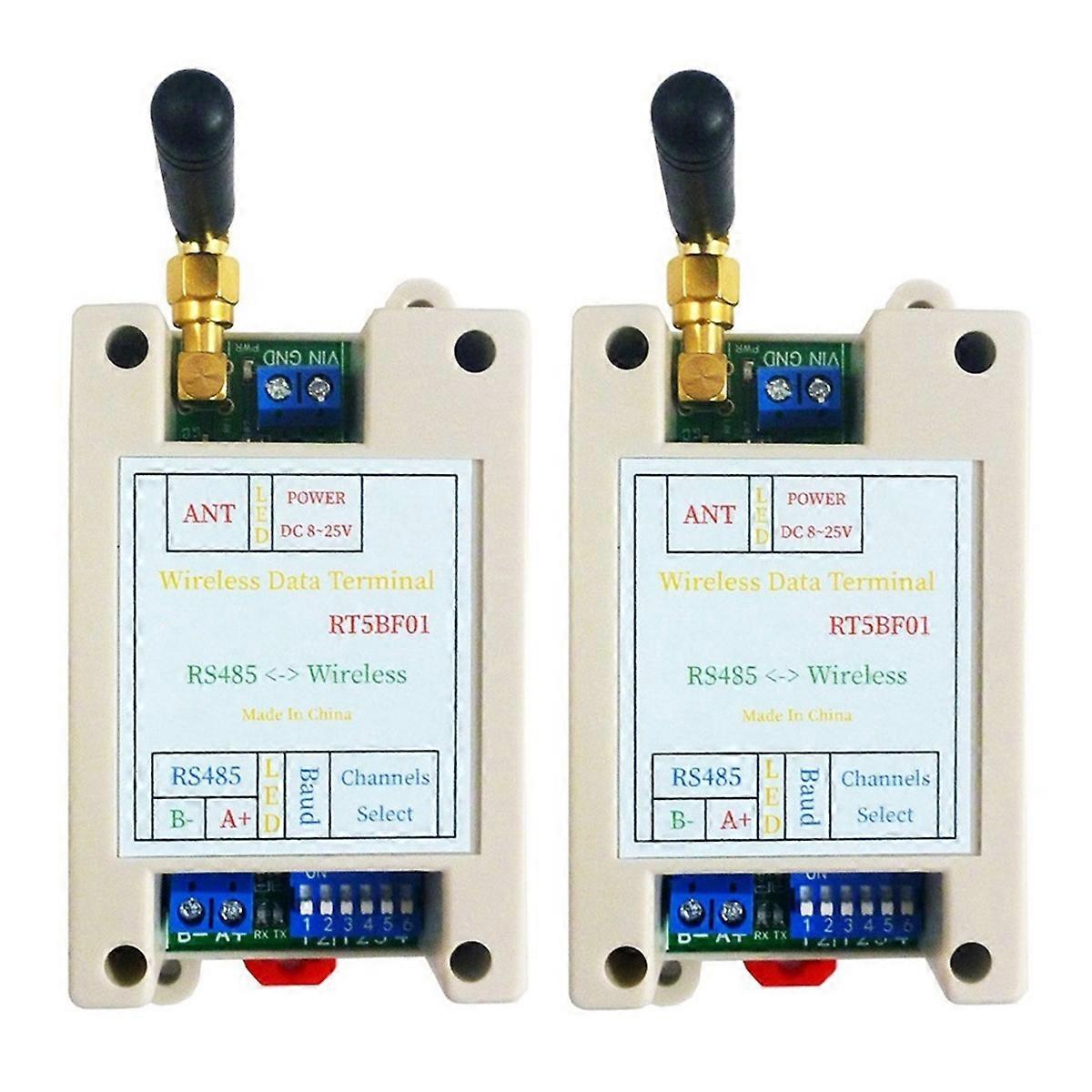 2 Stück VHF / UHF-Radio 426 MHz-508,5 MHz Weitbereichs-RF-UART-RS485-Wireless-Transceiver-Platine Modbus RTU-Modul DC 12 V 24 V