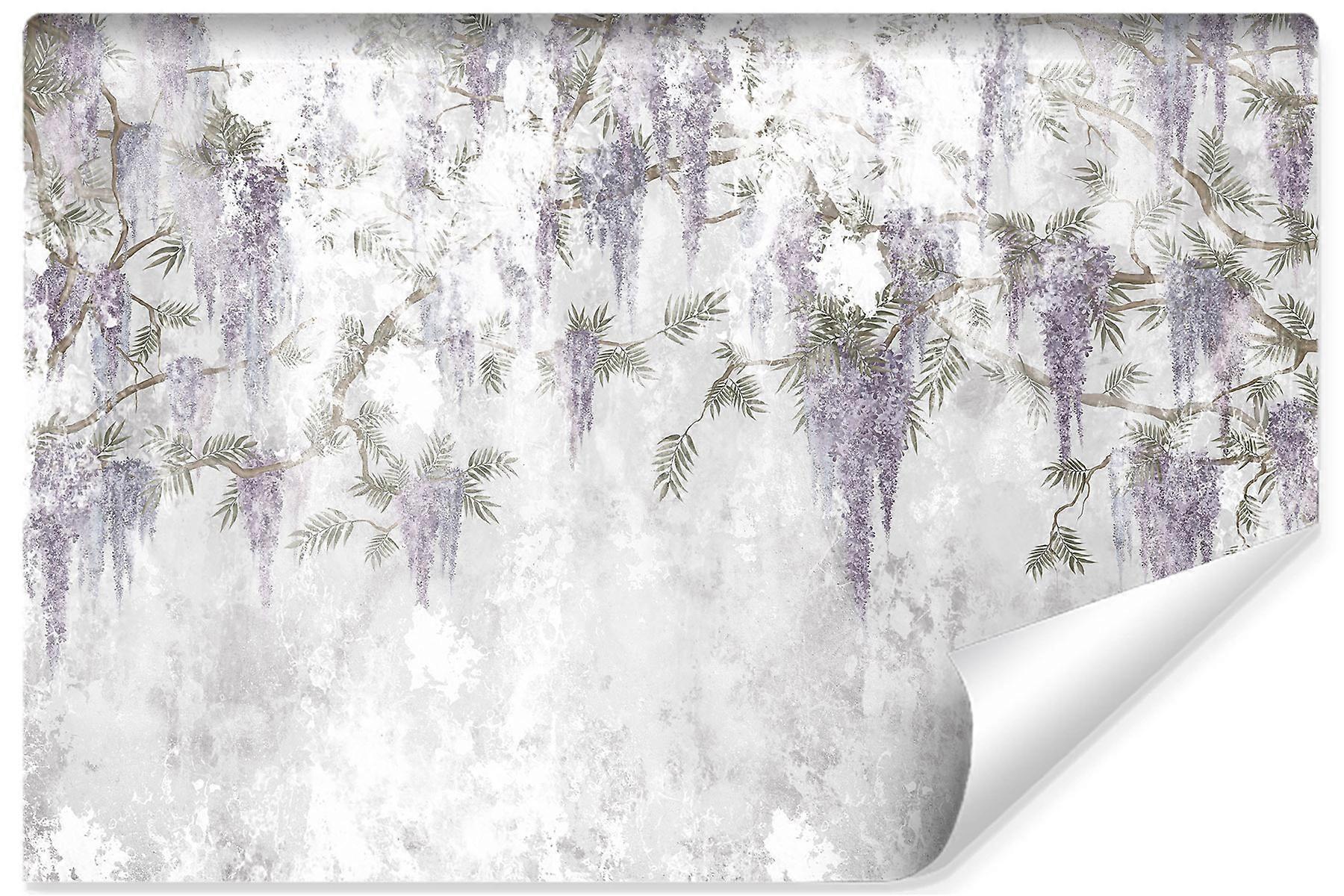 Mural de parede do quarto Galhos Flores Concreto Estilo Retro