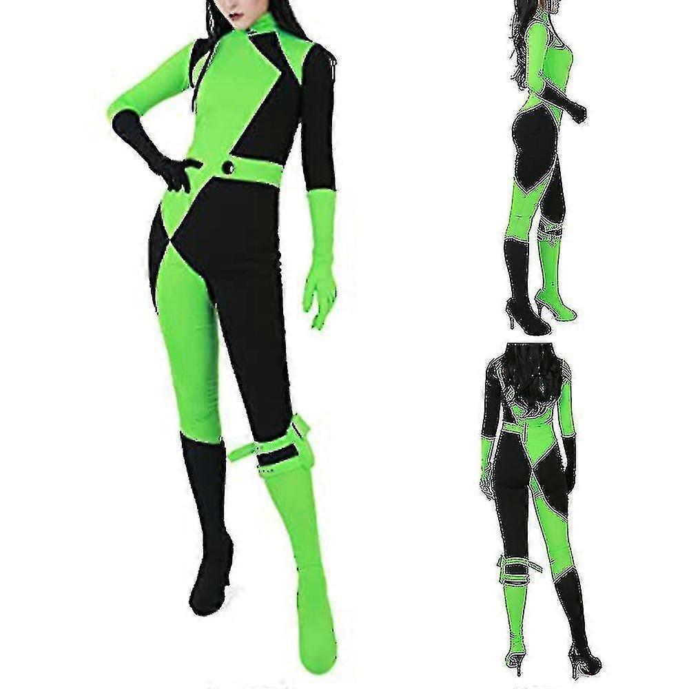 Women's Kim Possible Miss Go Bodysuit Jumpsuit Shego Cosplay Costume Halloween Party Carnival Party Fancy Dress Up