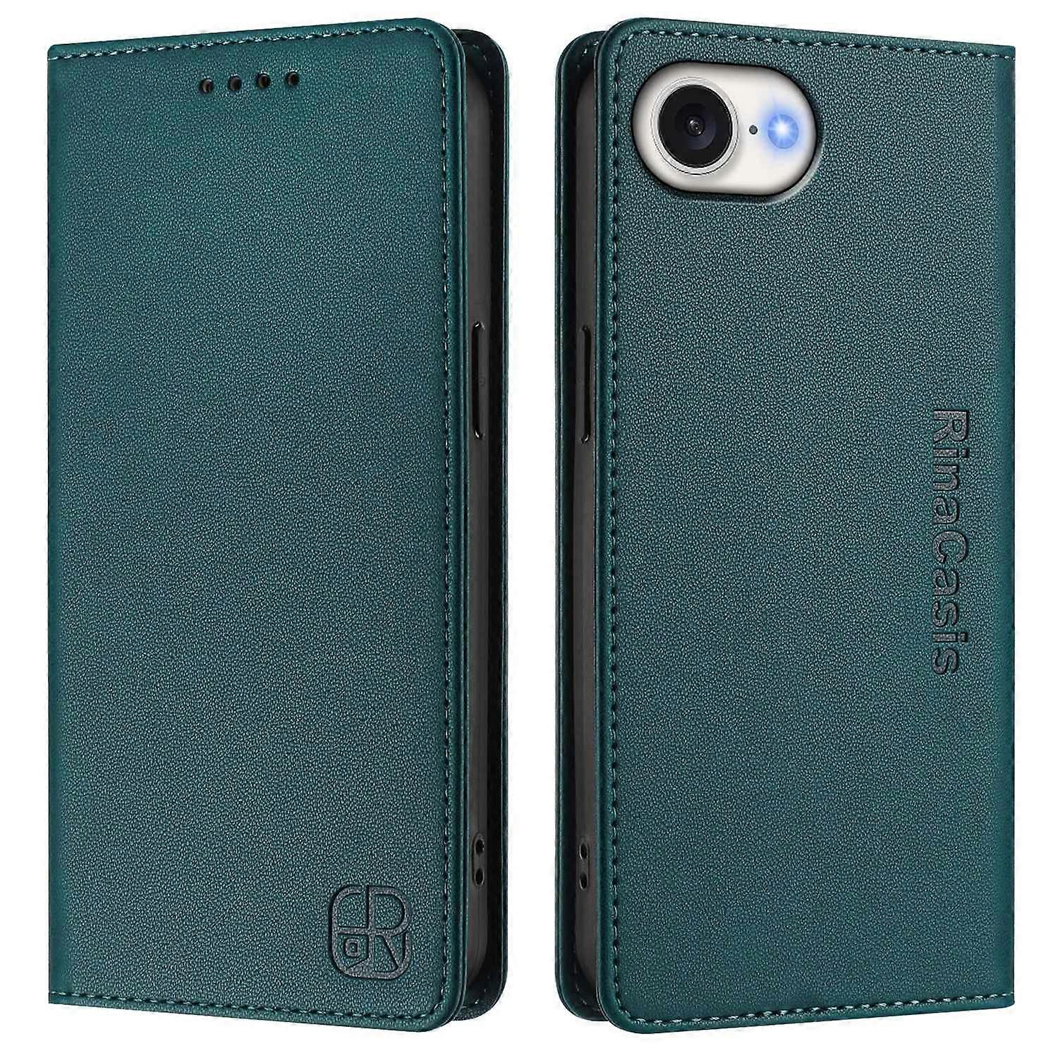 RINACASIS RC01 For iPhone 16e Leather Case RFID Blocking Wallet Stand Magnetic Closing Shockproof Ph