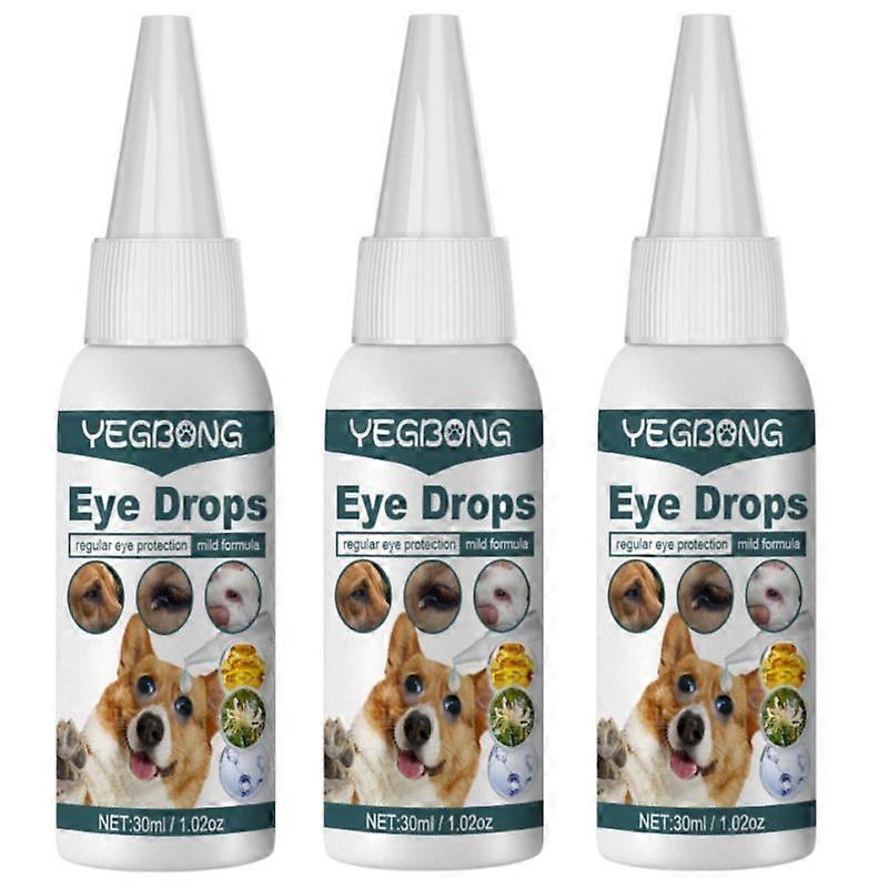 3τμχ Θεραπεία Επιπεφυκίτιδας Pet Eye Drops Dog Cat Horse Rabbit Eyes Care 30ml