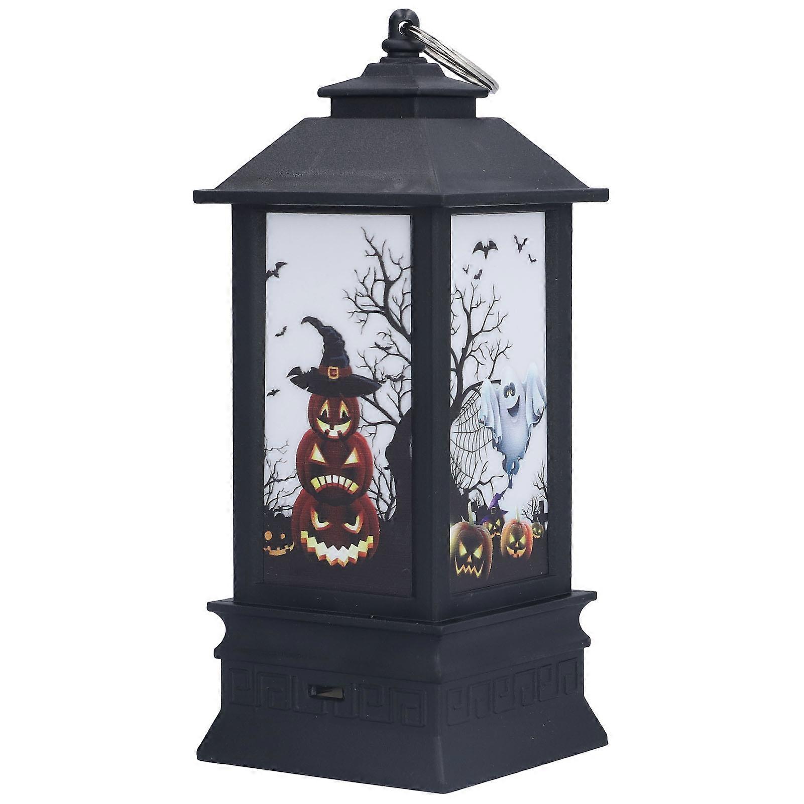 Halloween Lantern Night Light LED Simulated Flame Effect Indoor Pumpkin Ghost Pattern