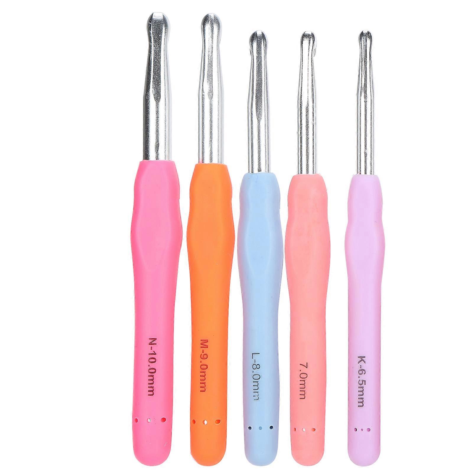 Crochet Hooks Kit, TPR Soft Handle Needles, DIY Knitting Tools, Household Supplies, Bag C1 Pink
