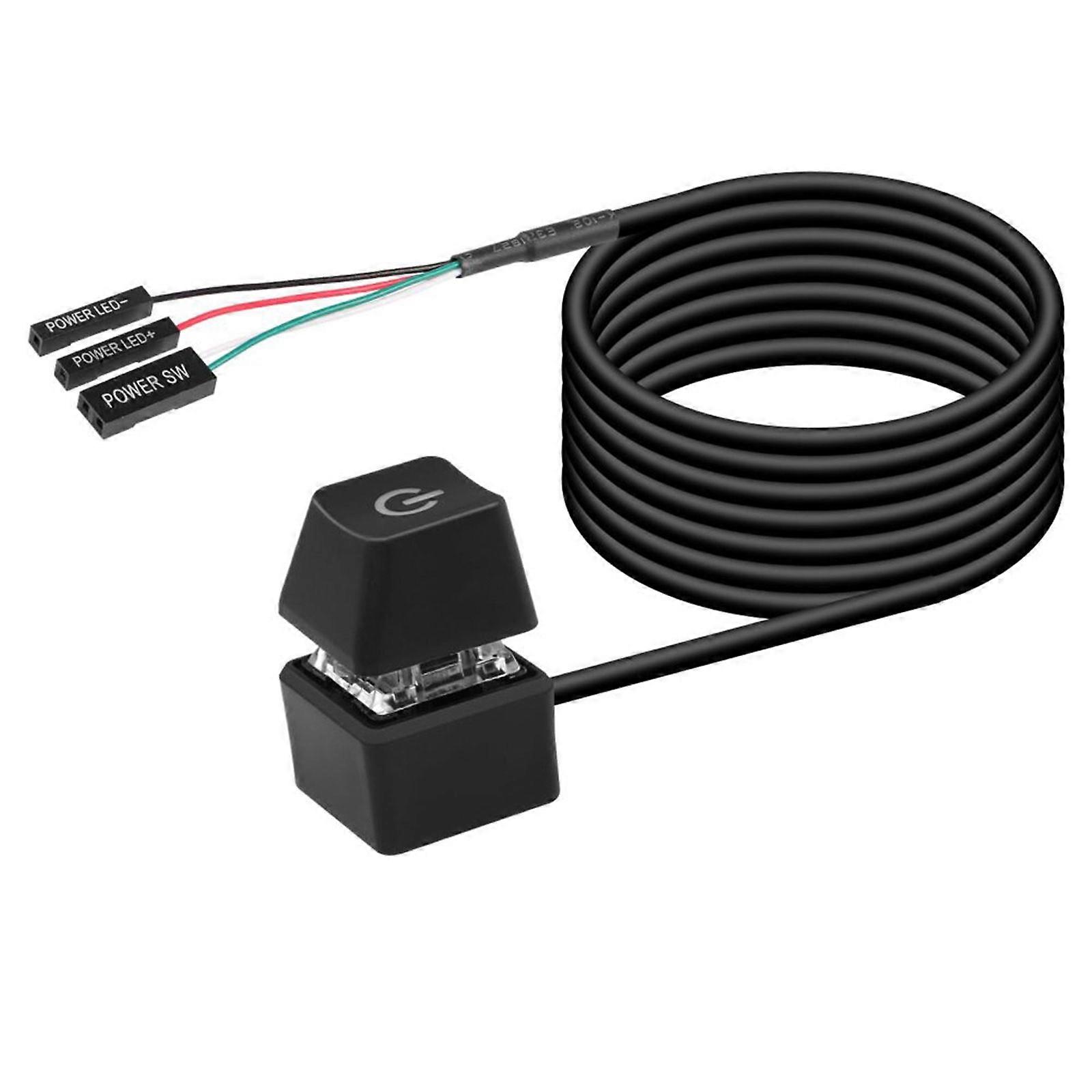 Computer Desktop Power Button Switching Colorful LED Lights for PC Host Power Switches1.8M 5.9ft Cable  Black