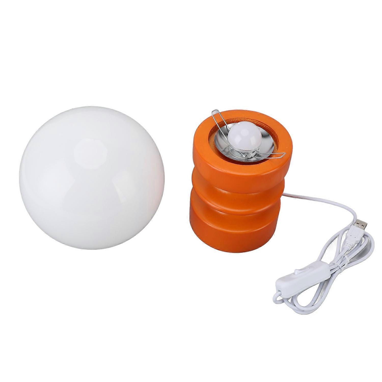 Retro Table Lamp Decorative Glass Lampshade Wooden Base USB Small Nightstand Light for Bedroom Bedsi