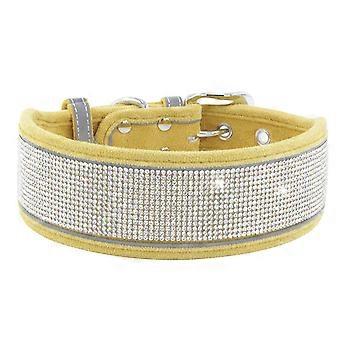 Collare di strass di cristallo resistente al morso e allo strappo, morbida pelle scamosciata con design riflettente dei bordi per un potenziatore di visibilità notturna