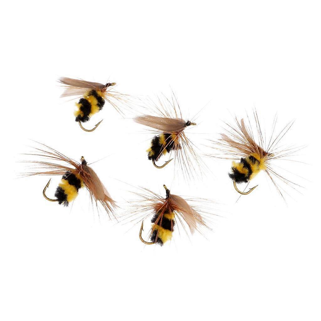 5Pcs Bumble Bee Nymph Trout Flies Fly Fishing Hook Bionic Bee Insect Baits