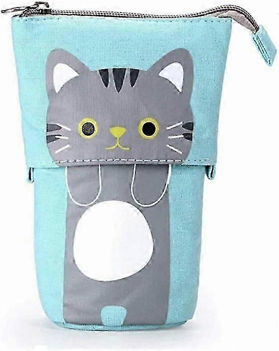 Canvas Pen Pencil Case Variable Pen Organizer Lovely Cartoon Cat Telescopic Stand Stationery Bag Pou