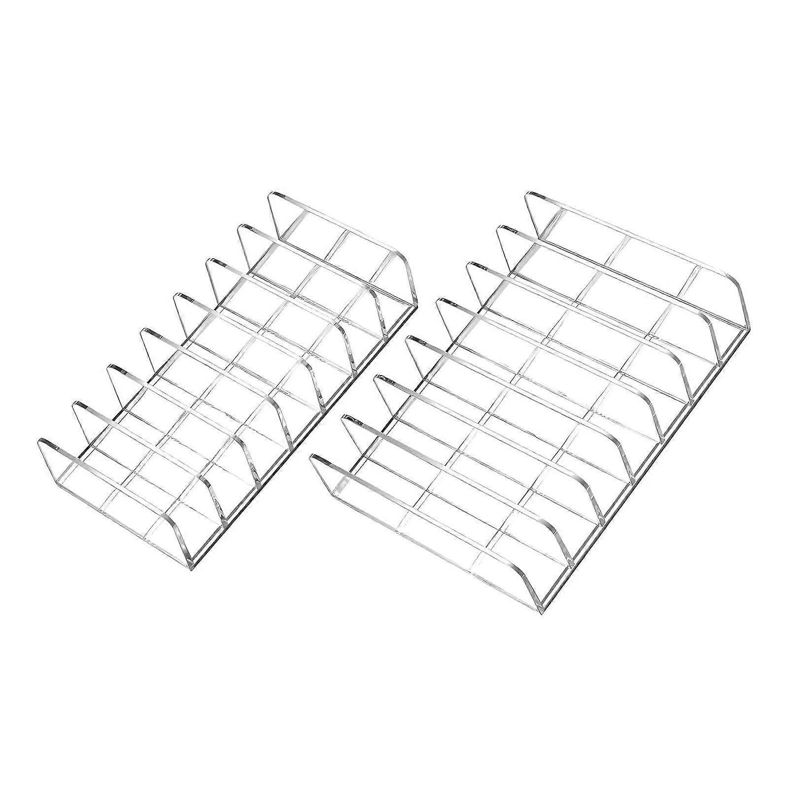 2Pcs Makeup Eyeshadow Palette Organizers Display Racks with 7 Compartments Transparent Cosmetic Display Storage Holders