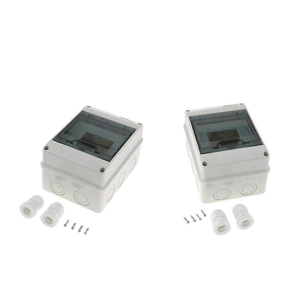 2Pcs Waterproof Distribution Box Breaker waterproof transparent material 5 Ways