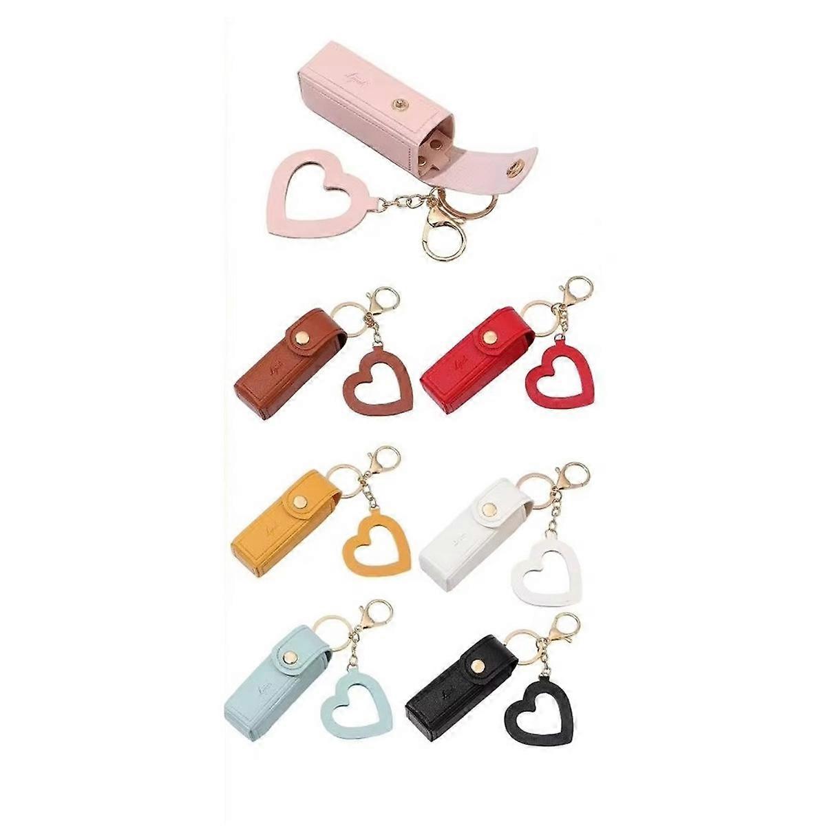 Lipstick Bag Keychain Lobster Clip PU Leather Lipstick Container