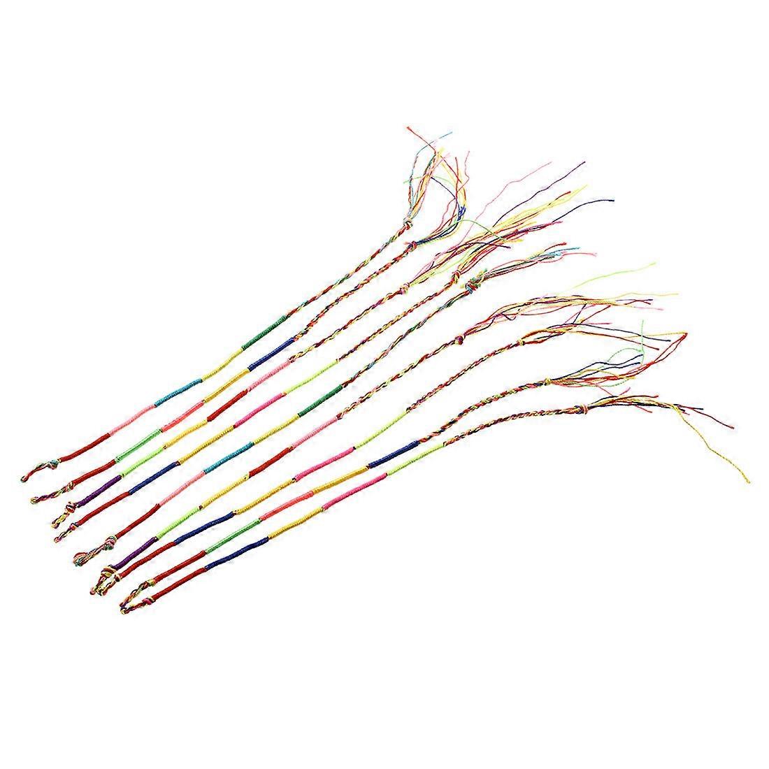 9 x Hippie Style Colorful Braided Friendship Bracelets Thread Prayer Bracelet Random Color--Textured