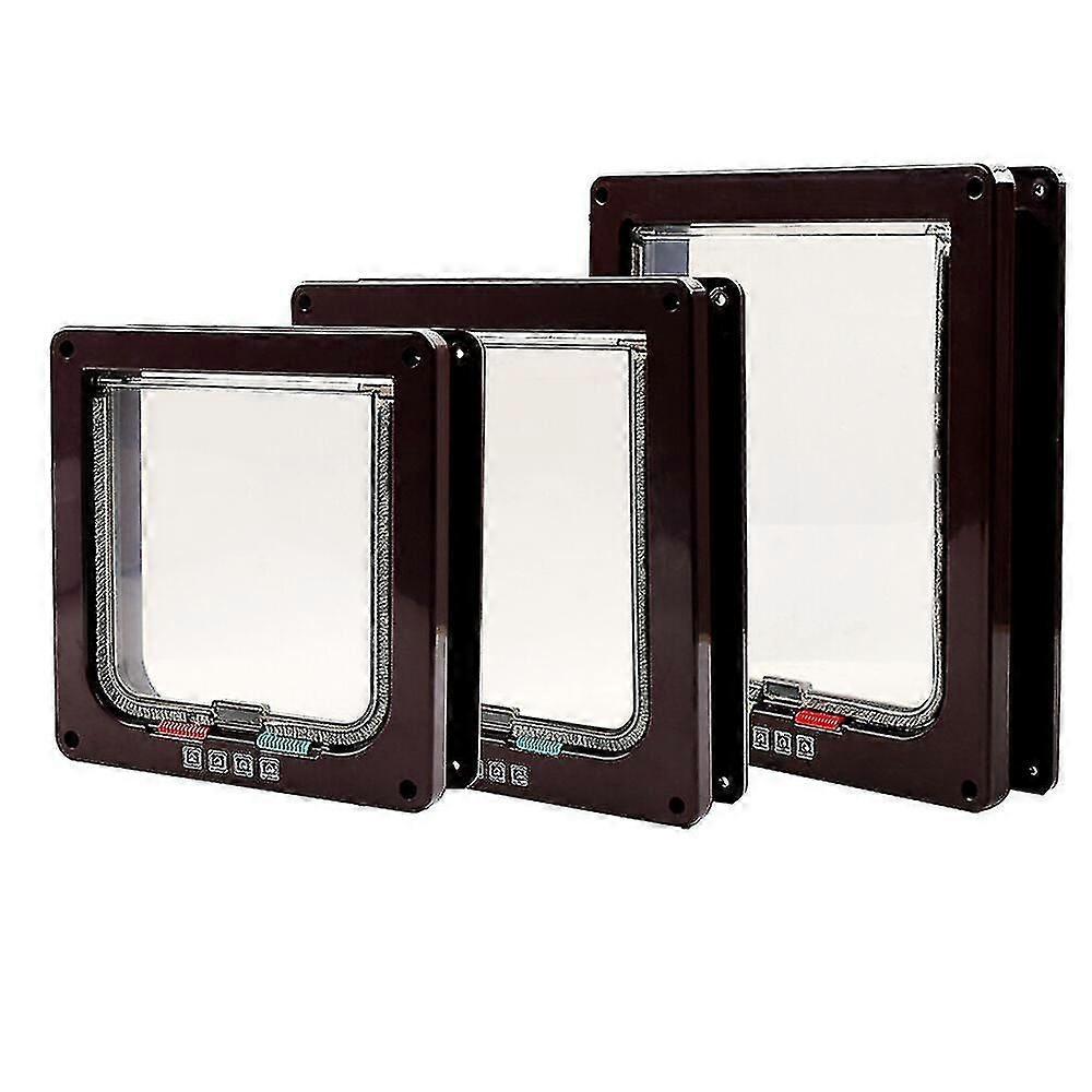 ペットドアロック小型中型大型犬猫フラップ磁気ホワイトフレーム 4 極