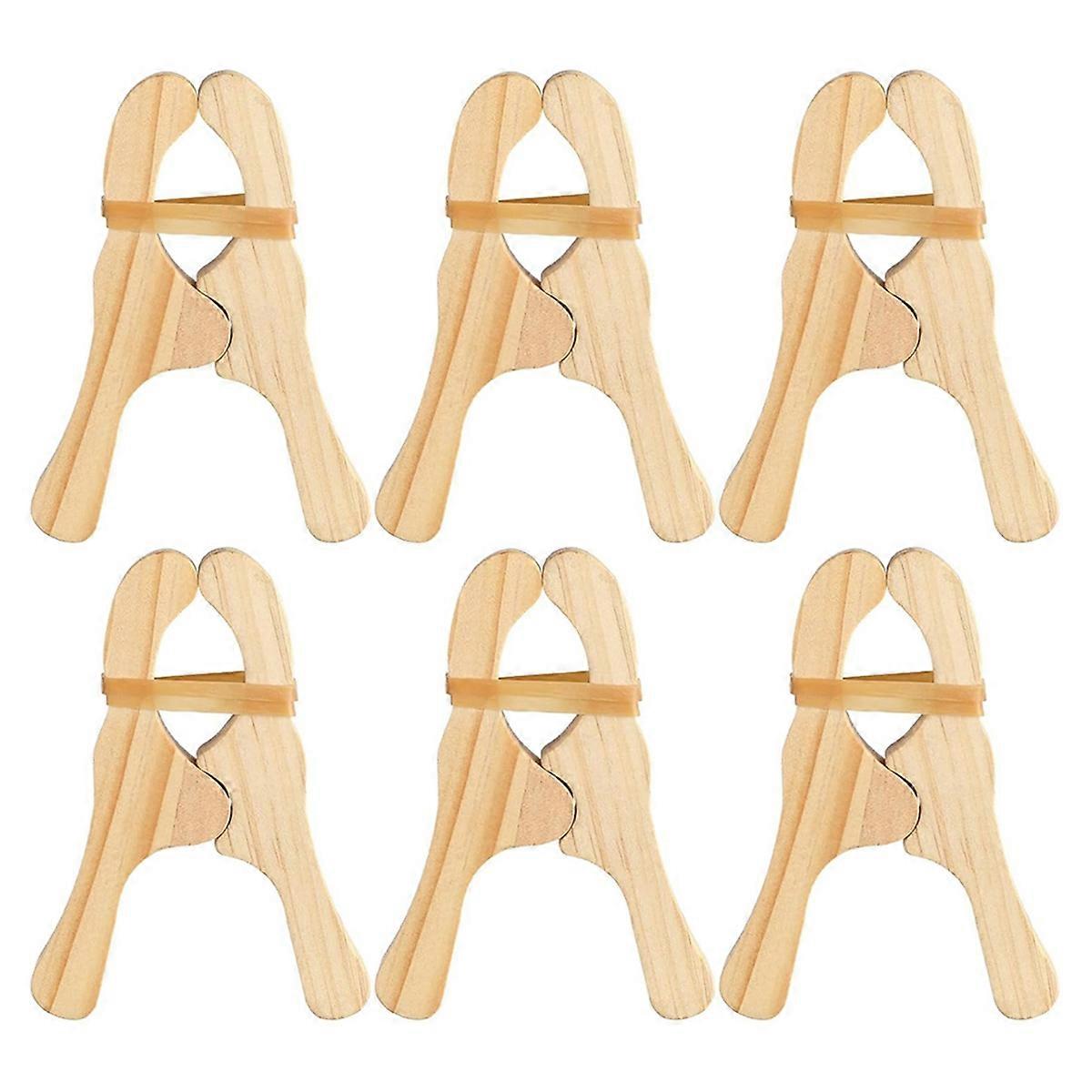 6-Pack Wooden Play Clips for Curtains, Wardrobes, Balcony
