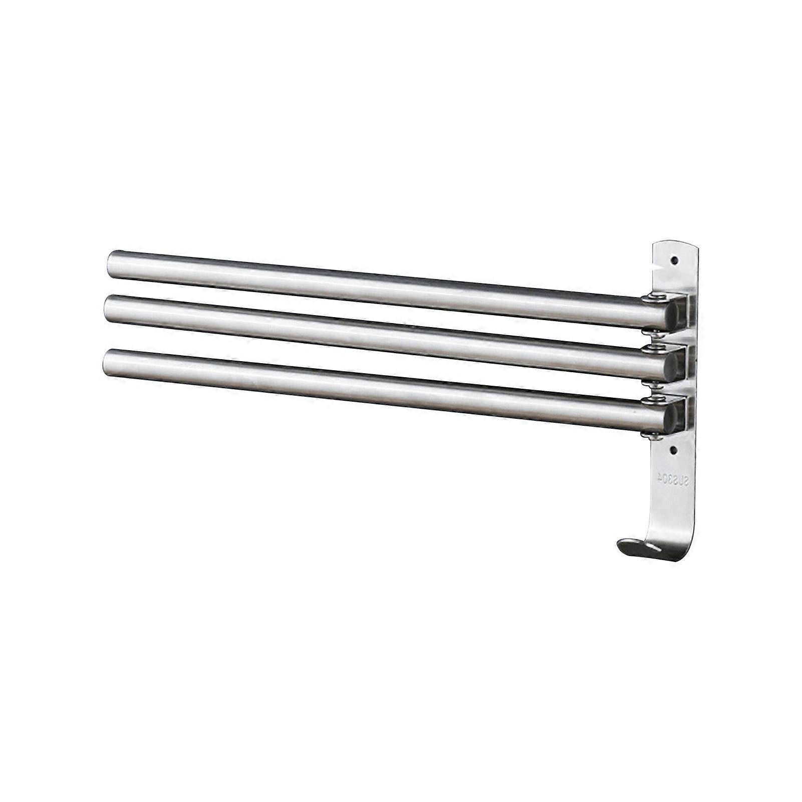 フック付きスイベルアウトタオルラック3バー折りたたみ式アームバスタオルハンガーウォールマウントタオルバーバスルームキット用ステンレス鋼タオルホルダーオーガナイザー