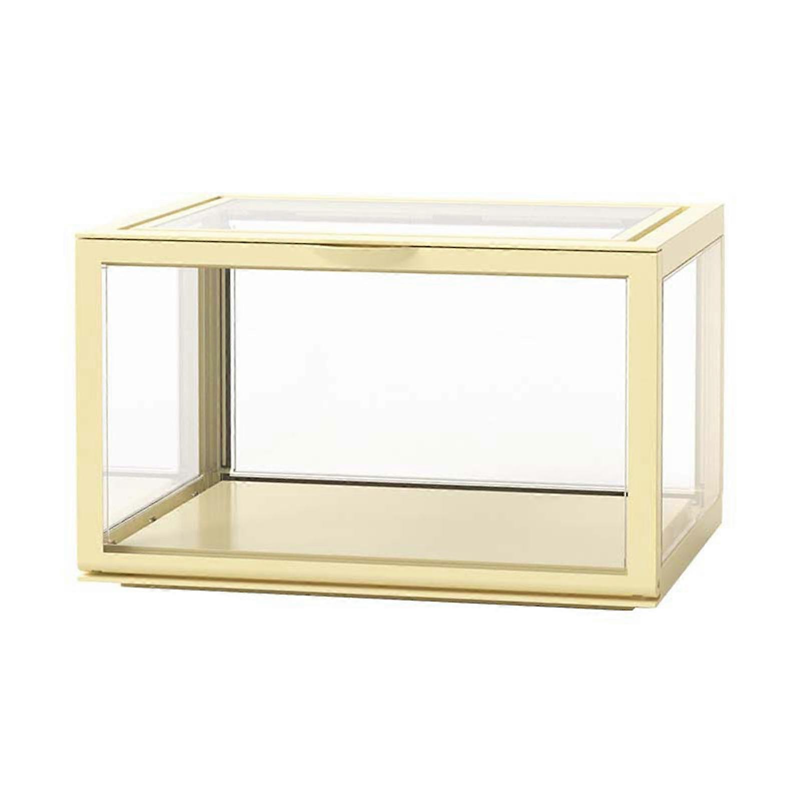 Figure Organizer Desktop Doll Acrylic Display Cabinet High Transparency Sealed Dustproof Show Case Faint Yellow 