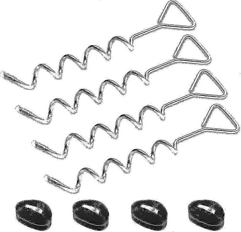 Kit di ancoraggio a terra per trampolino con 4 picchetti resistenti - Picchetti in acciaio zincato inossidabile per trampolino, altalena da giardino e campeggio con 4 cinghie resistenti