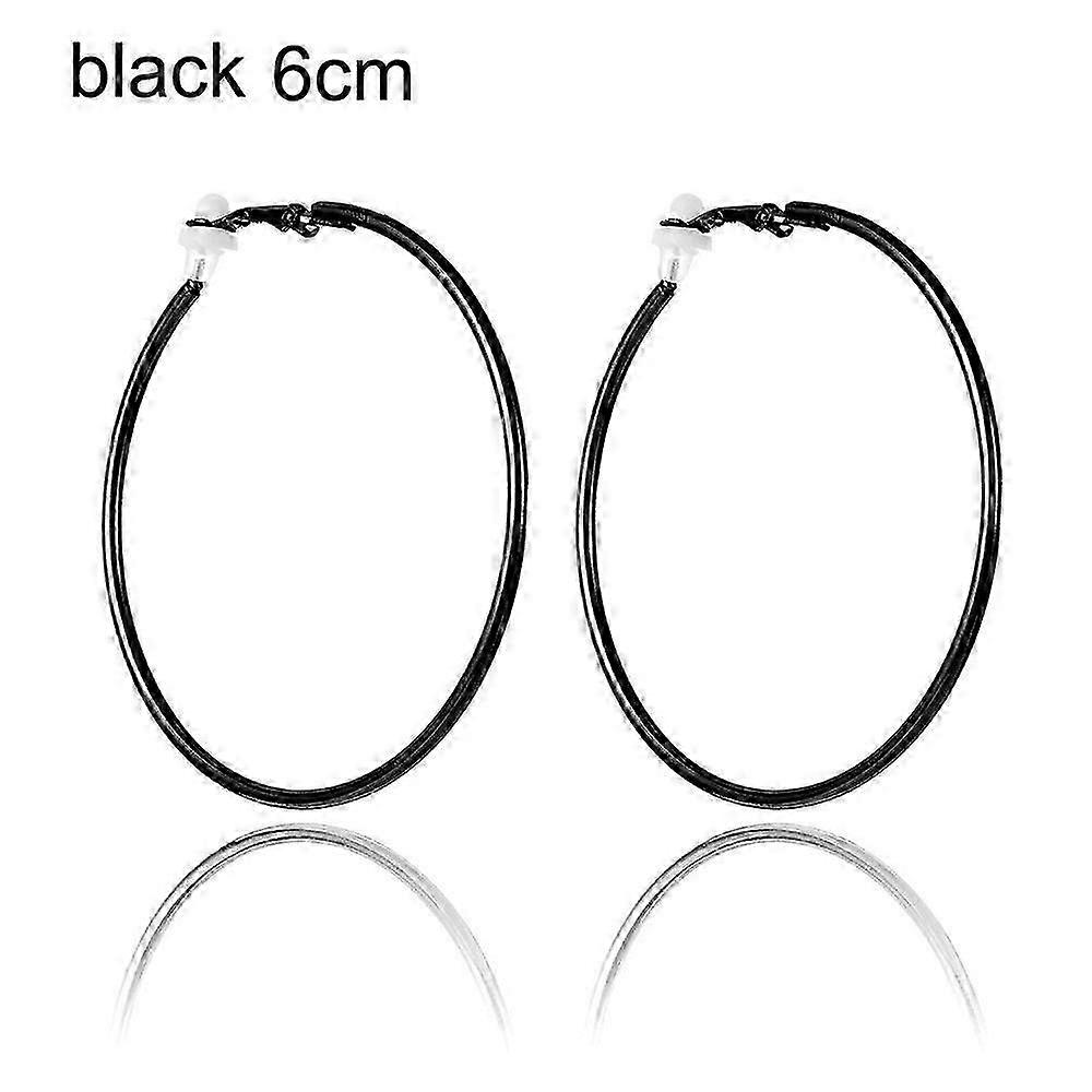 زوج مجوهرات ذهبي فضي أسود نسائي أزياء أقراط أطواق دائرة كبيرة دون ثقب كليب على الأذن