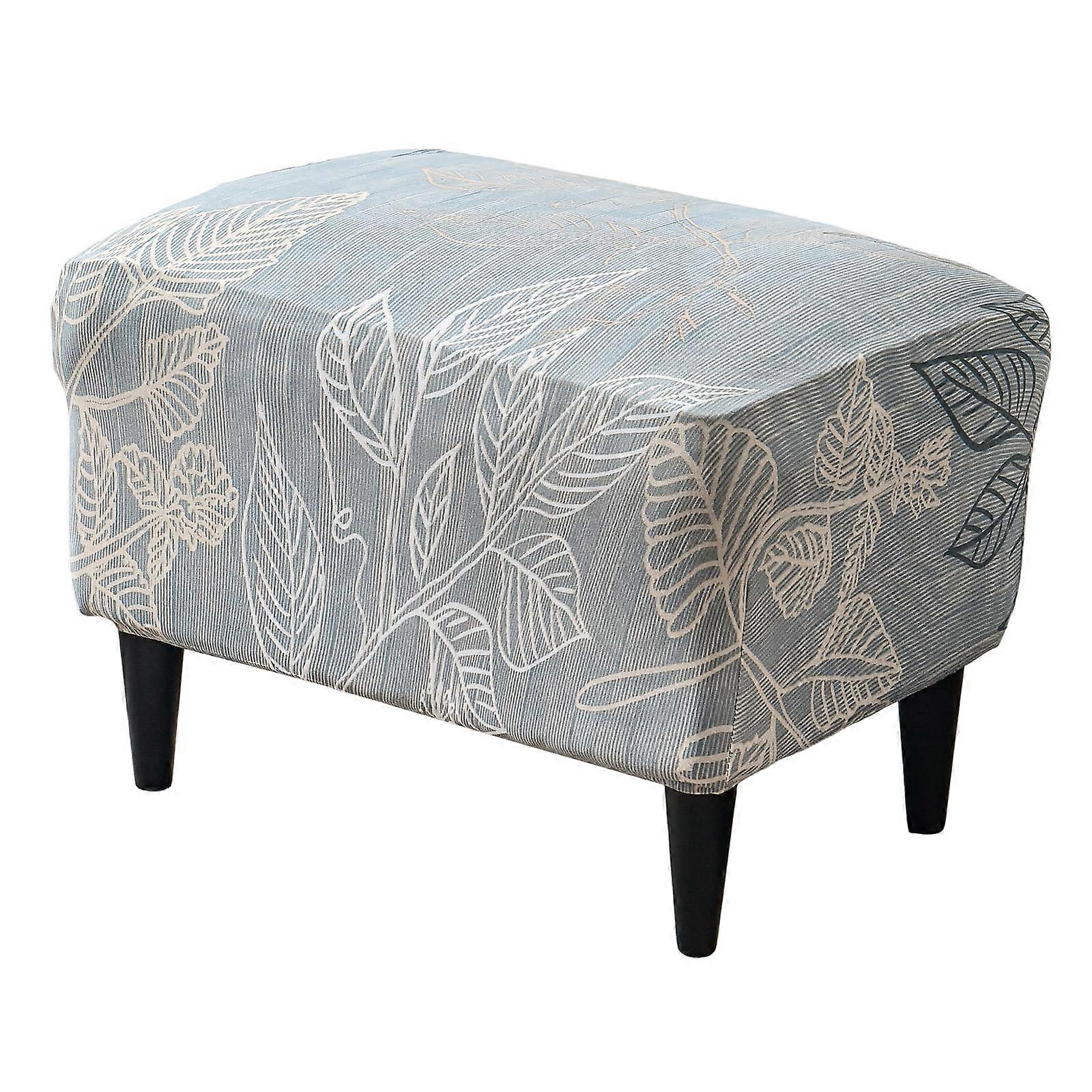 Large Ottoman Slipcovers Stretch Printed Non Slip Elastic Bottom for Footrest Storage