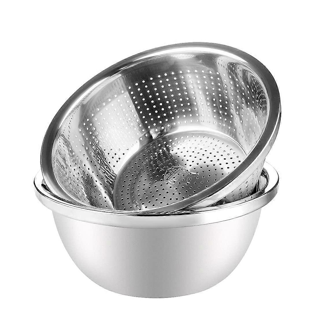 2 Set Stainless Steel Colander with Bowl Kitchen Strainer 11'