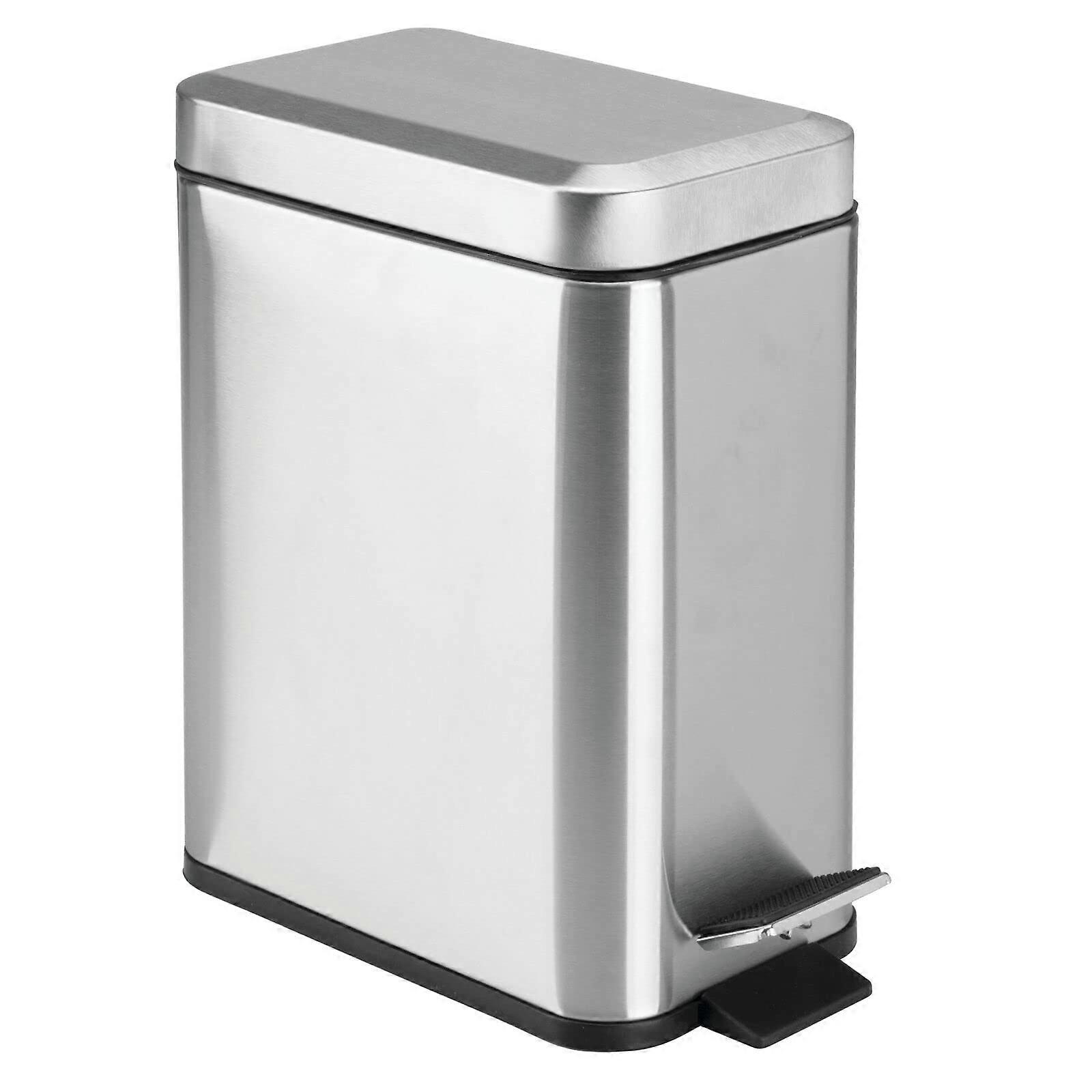 Rectangular Step-Open Wastebasket Trash Can - Brushed Stainless Steel
