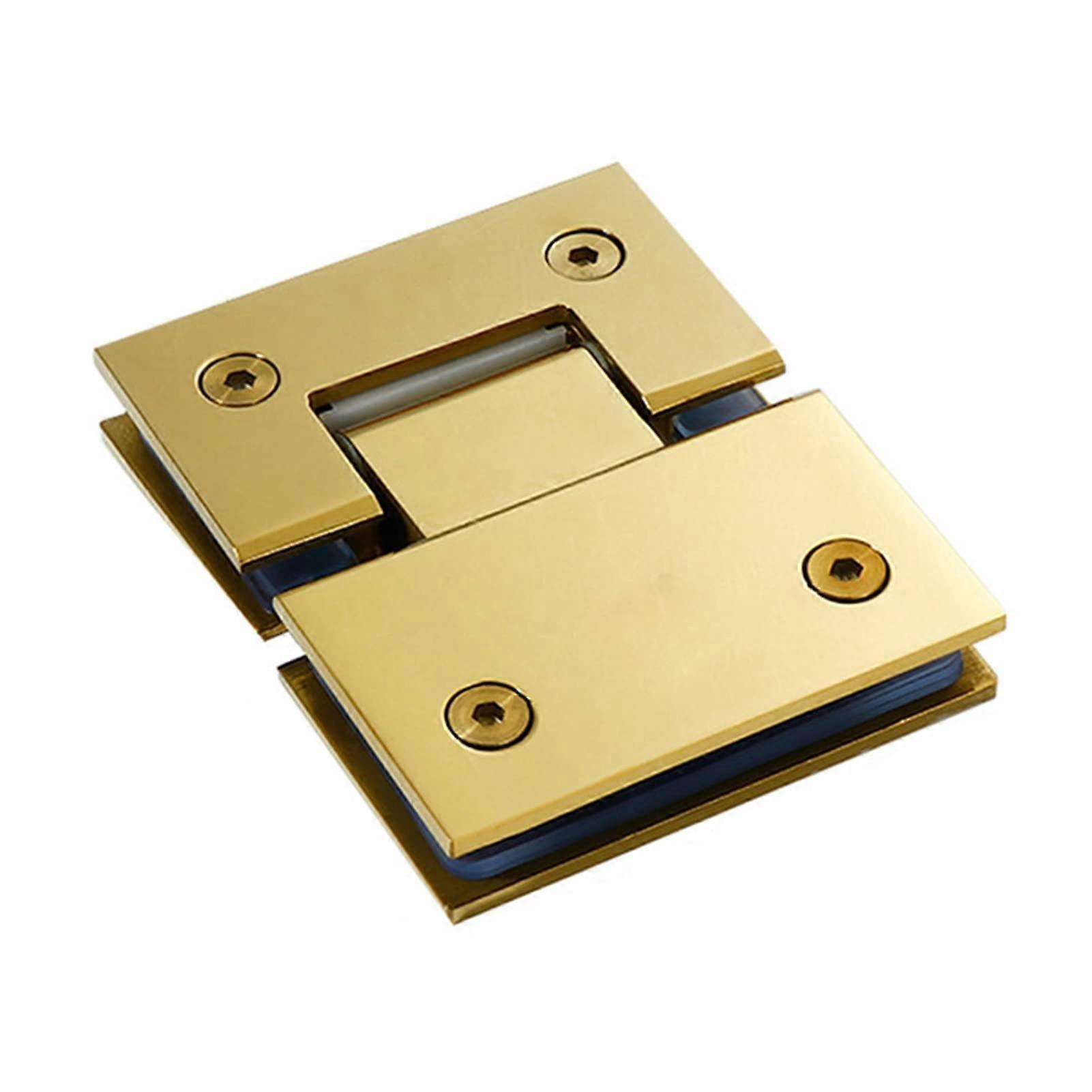 Glass Door Hinge Brushed Gold Pivot Hinges for Shower Room 90 Degree Glass Clamp Double 90 Degrees Hardware