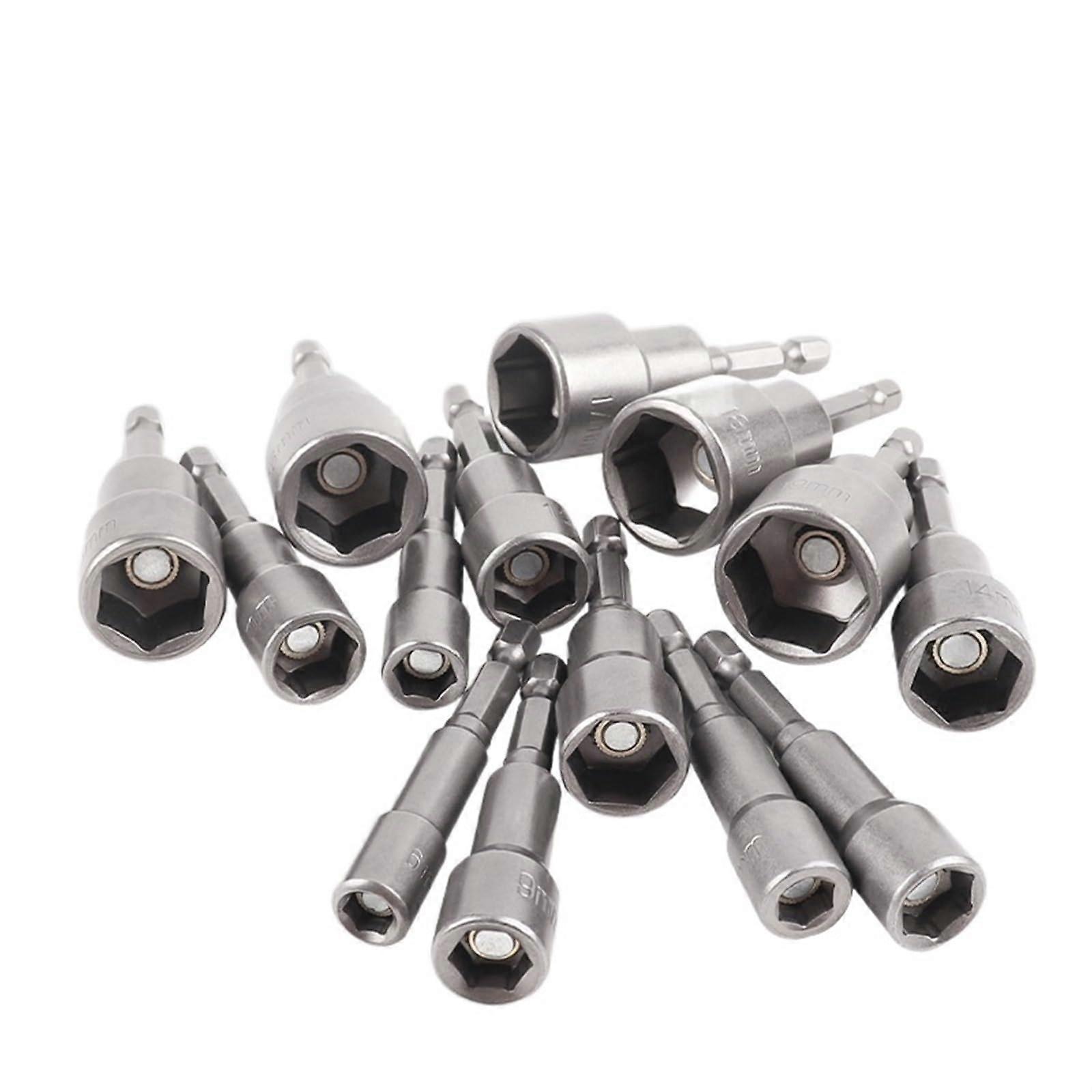 14Pcs 65mm Screwdriver Socket Wrench Set with Strong Magnetism Hex Sleeves for 6mm-19mm Nut Driver Compatibility