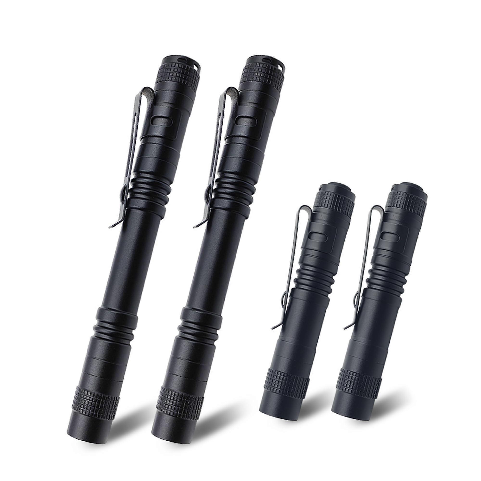 Mini LED Flashlight With Clip, Pocket Penlight, Compact For Camping, Outdoors, Emergency, 4-Pack