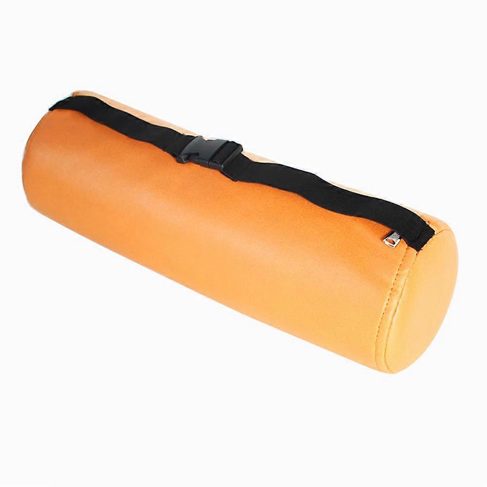 Round Roll Lumbar Support Pillow for Office Chair - 12x30CM Orange Memory Foam Backrest Cushion with Elastic Buckle