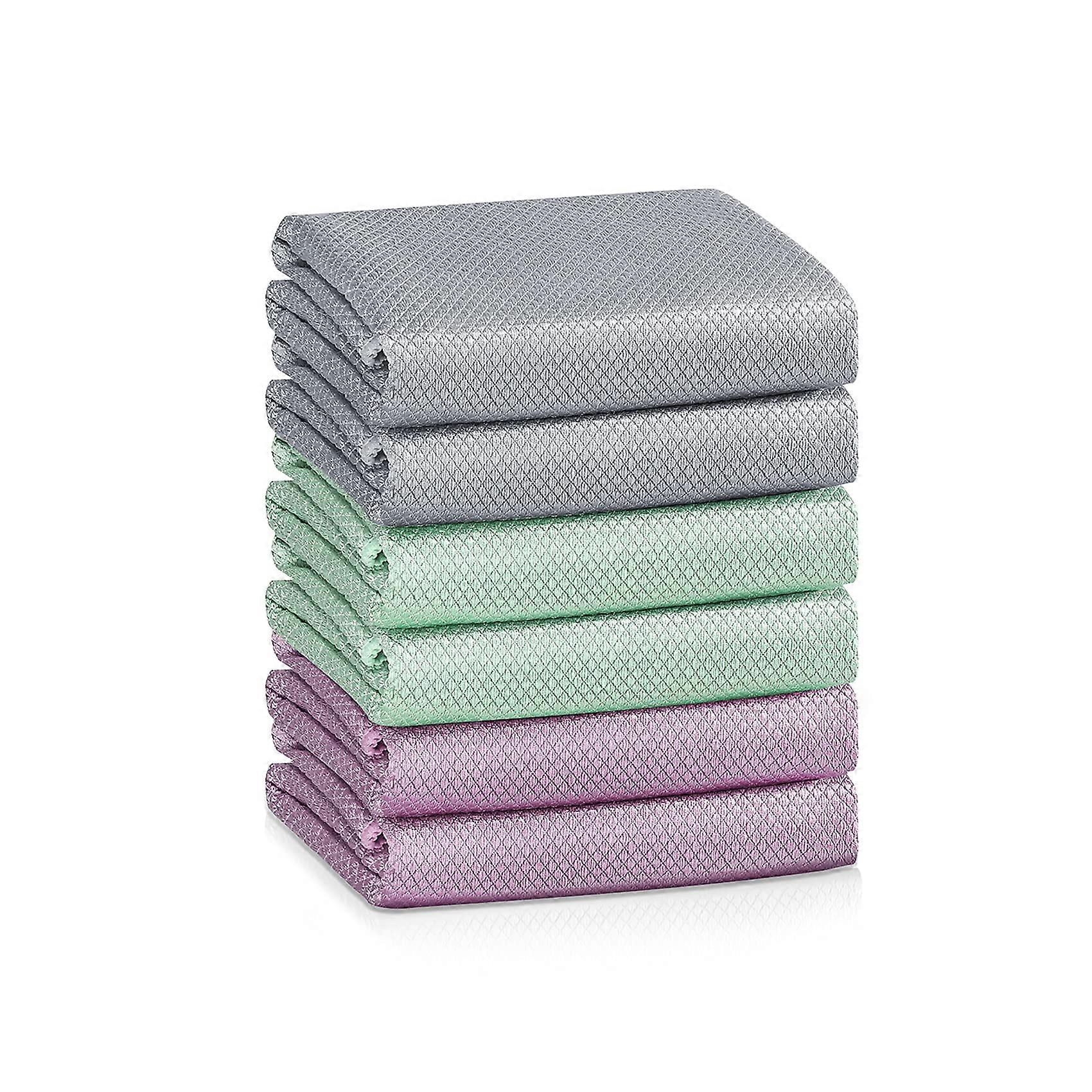 Balık Ölçeği Streak Ücretsiz Cam Pencere Temizlik Bezi 6'lı Paket, Mikrofiber Lint Serbest Paslanmaz Çelik Temizleme Havluları