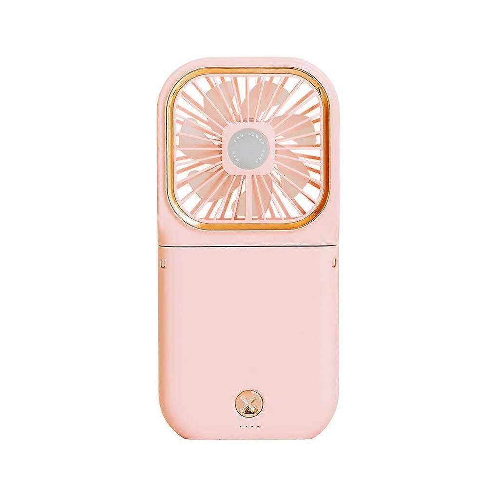 Mini Cooling Fan Foldable Neck Hanging Fan with USB Adjustable Phone Holder 3 Speed Settings Portable Summer Fan Pink