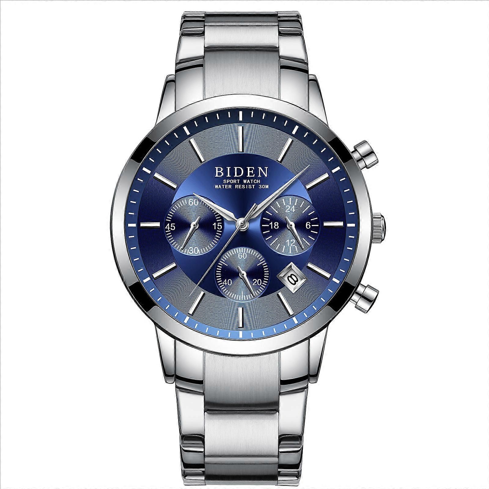 BIDEN Men's Fashion Chronograph - 42mm Date & Sub-Seconds Display with Alloy Bracelet